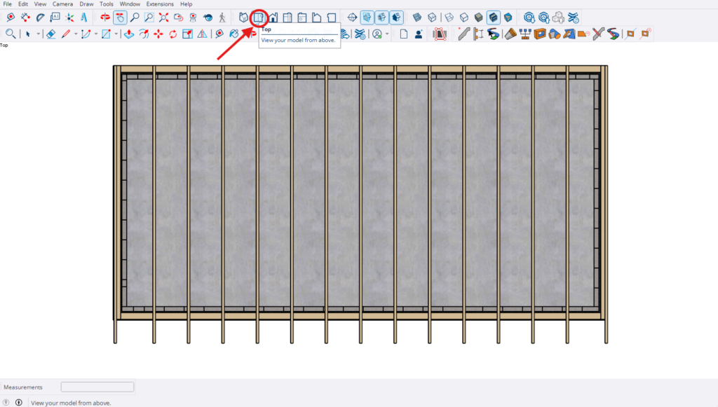 Truss plan top view in Sketchup