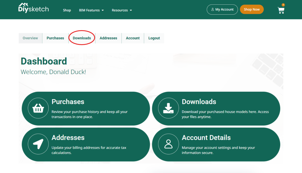 Download tab in on Diysketch my account page
