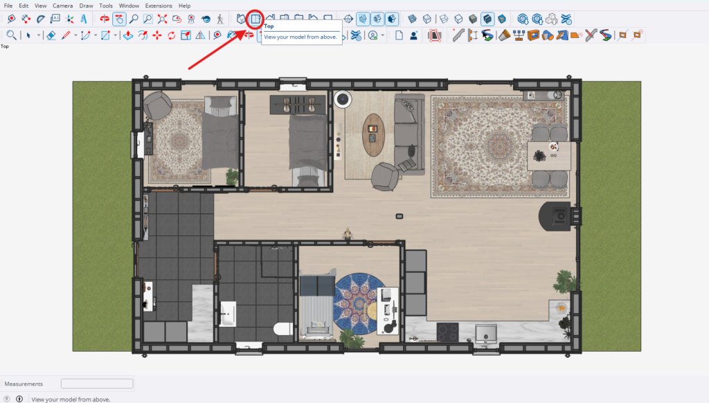 Top view in Sketchup