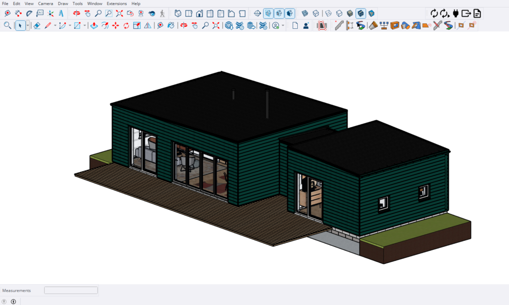 Sketchup house model, with roofing felt