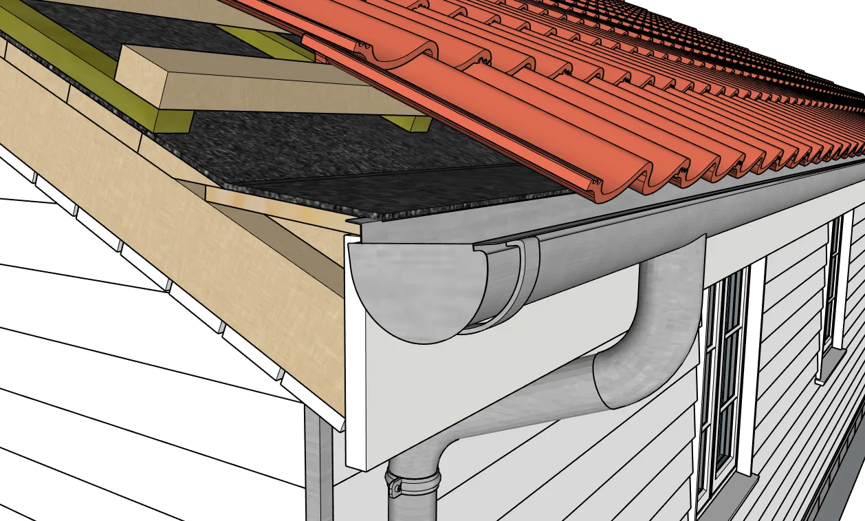 Roof and gutter construction detailing