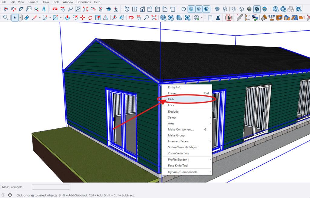 Hide element in Sketchup