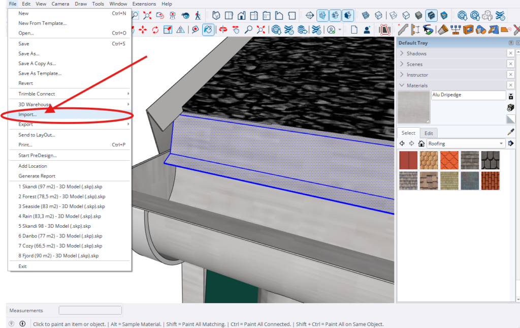 Import section in Sketchup