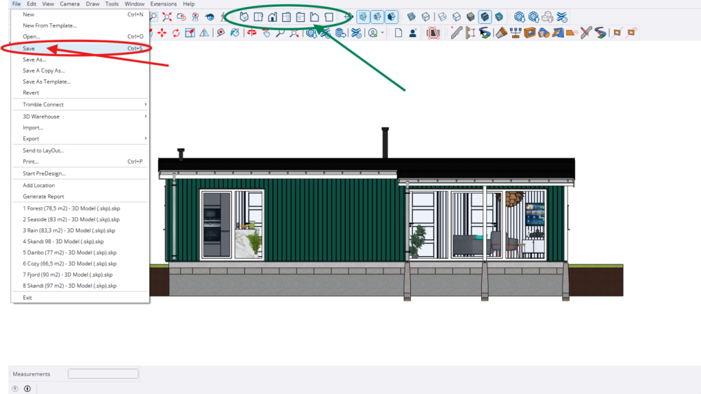 Selection of view in Sketchup