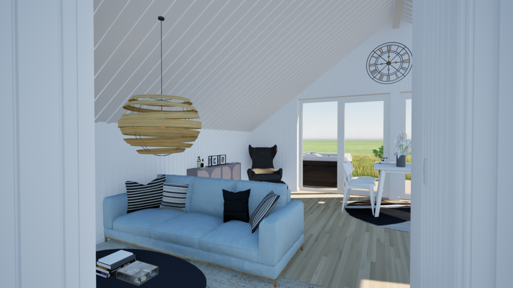 Birch living room in SketchUp