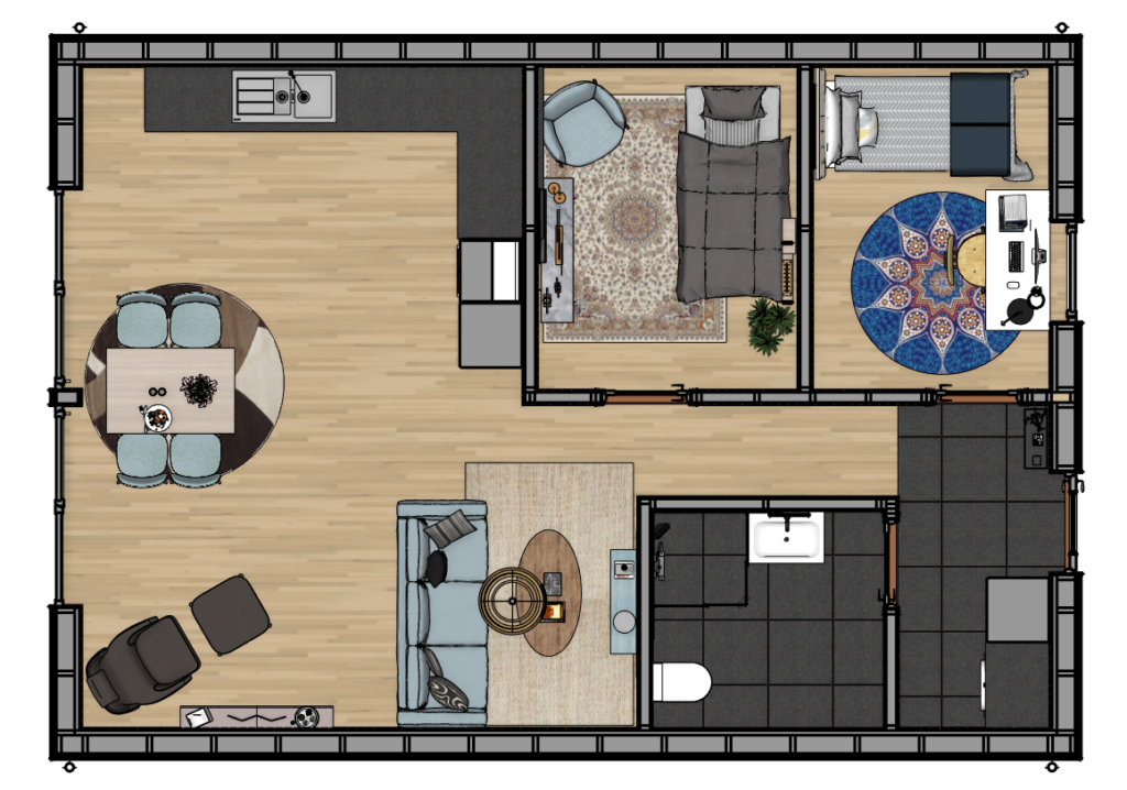 Birch SketchUp model floor plan with colors