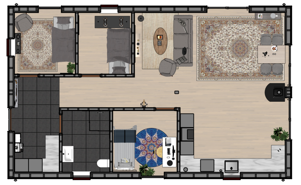 Floor plan in colors