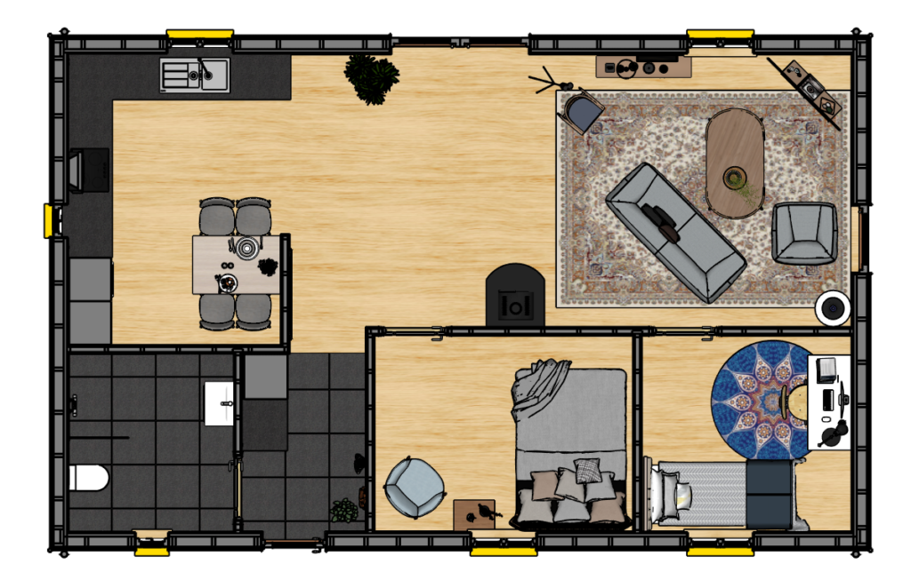 floor plan with colors