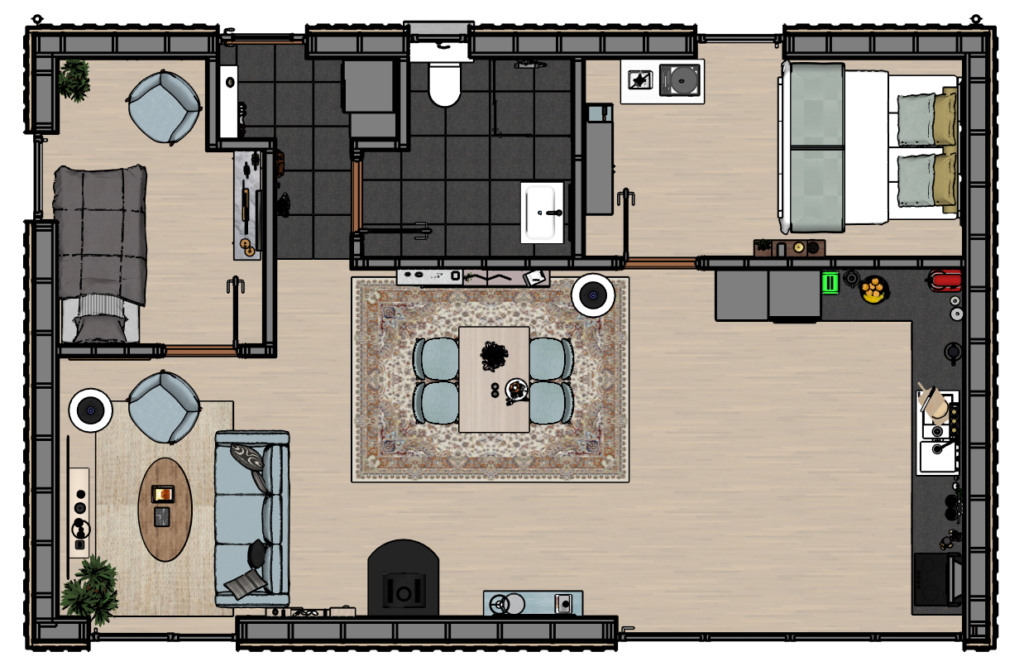 Fjeld house plan with colors