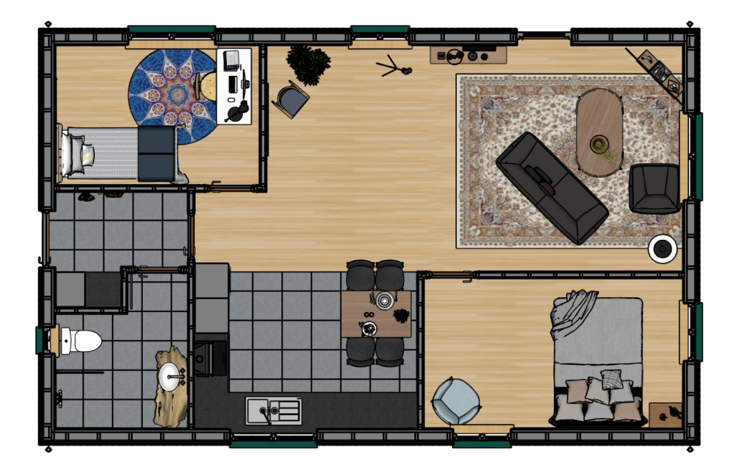 Floor plan in colors