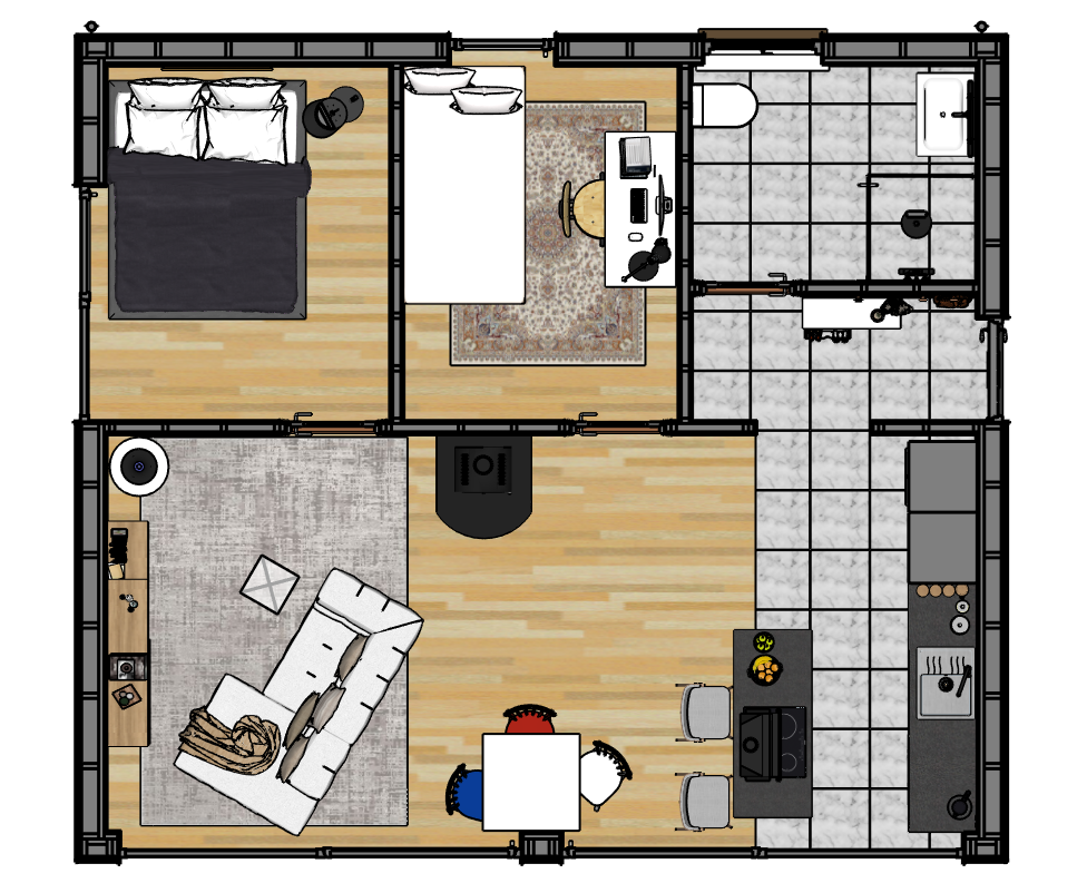 Ivar 55-04 Floor plan with colors