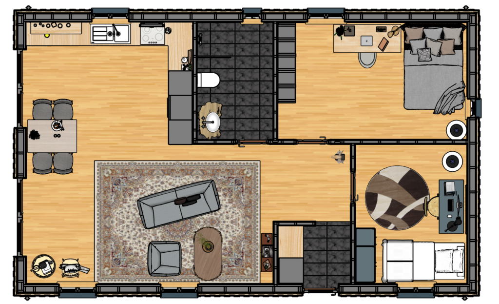 Maxbo floor plan in colors