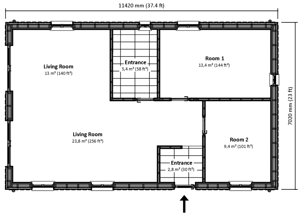 Maxbo floor plan with dimensions