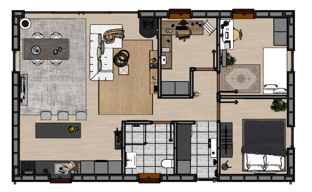 Sketchup floor plan with colors