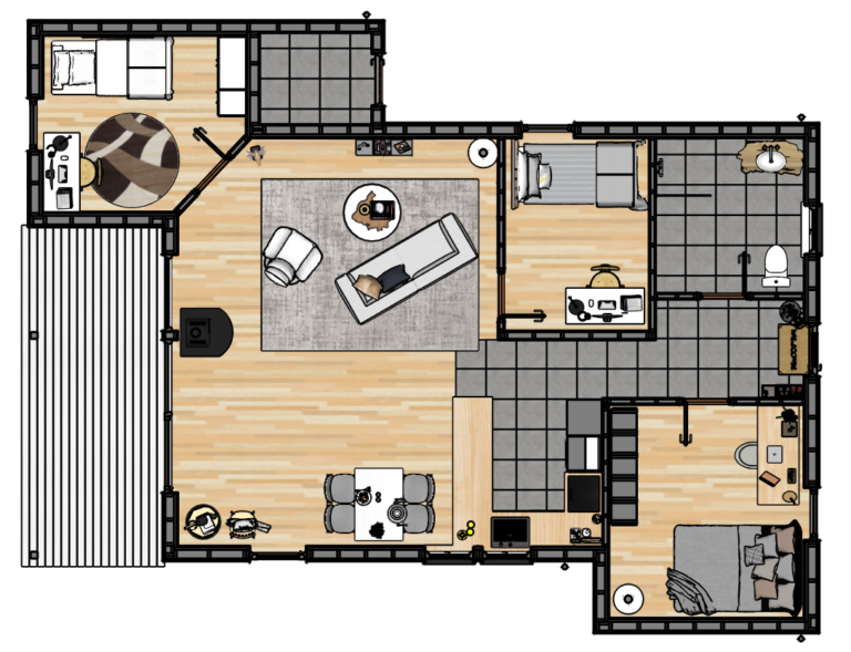 Floor plan in SketchUp with colors