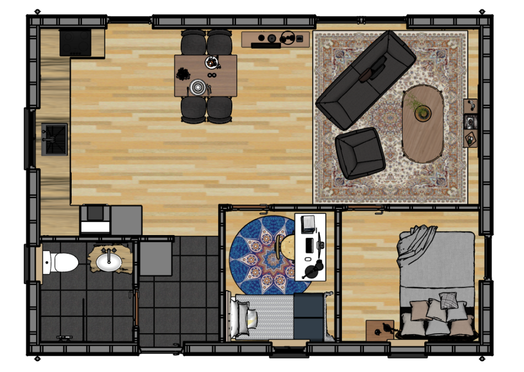 floor plan with colors