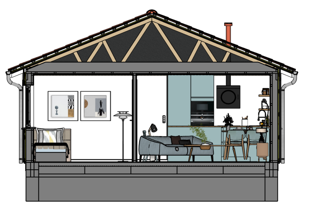 small house plan section cut