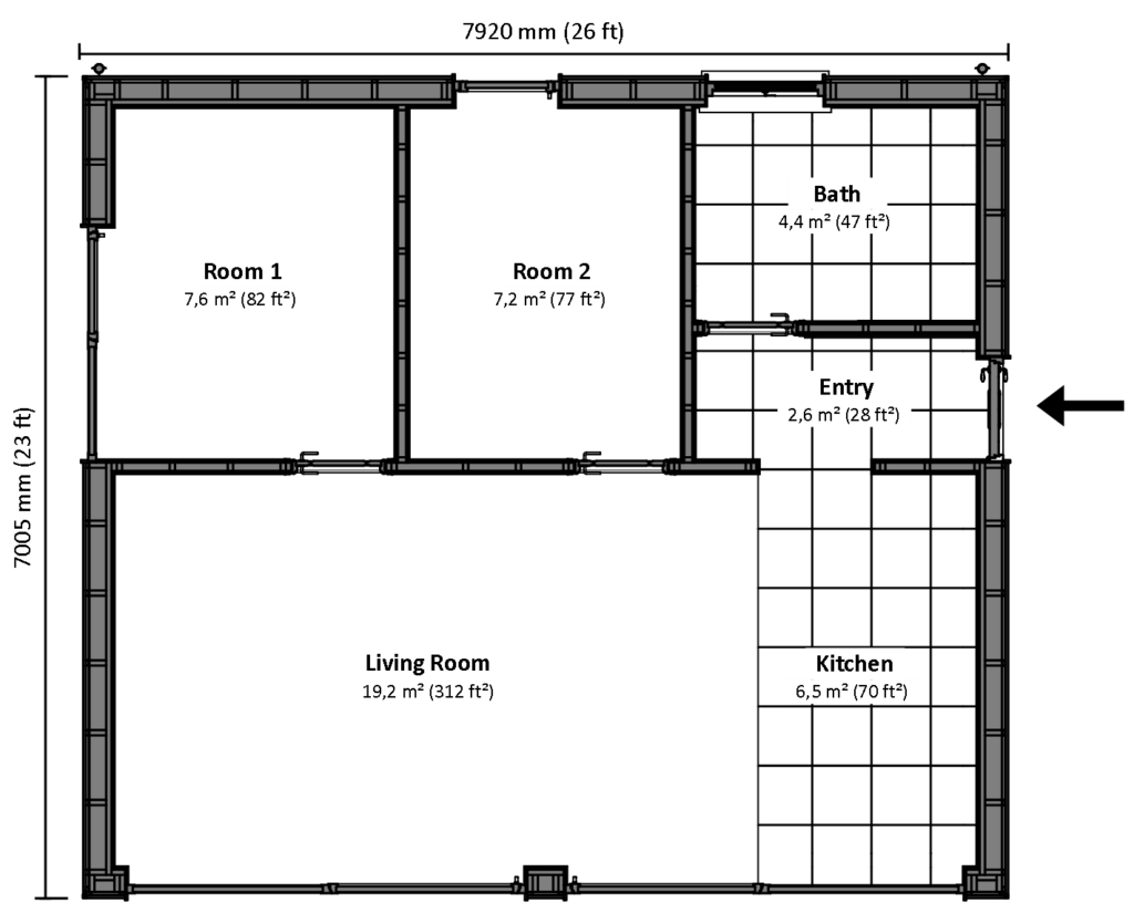 Ivar 55-04 Floor plan with dimensions