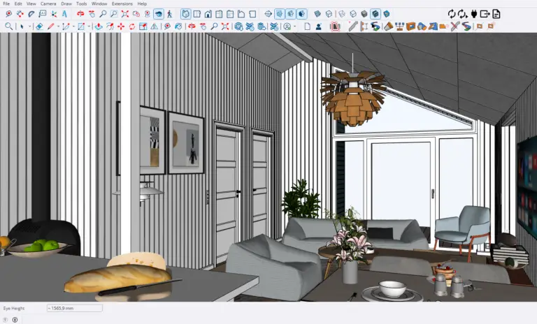 Complete interior design viewed in SketchUp