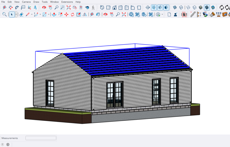 Roof battens on 3d model