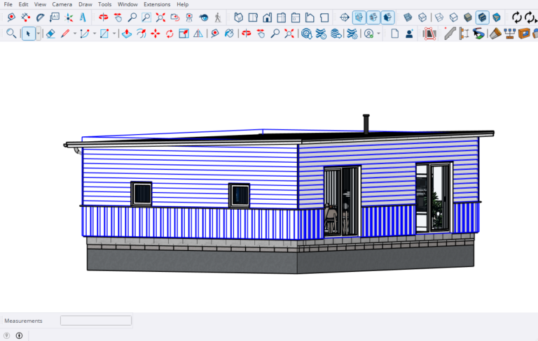 Wooden siding seen on SketchUp model