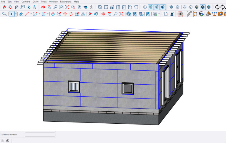 Wind barrier system seen in SketchUp